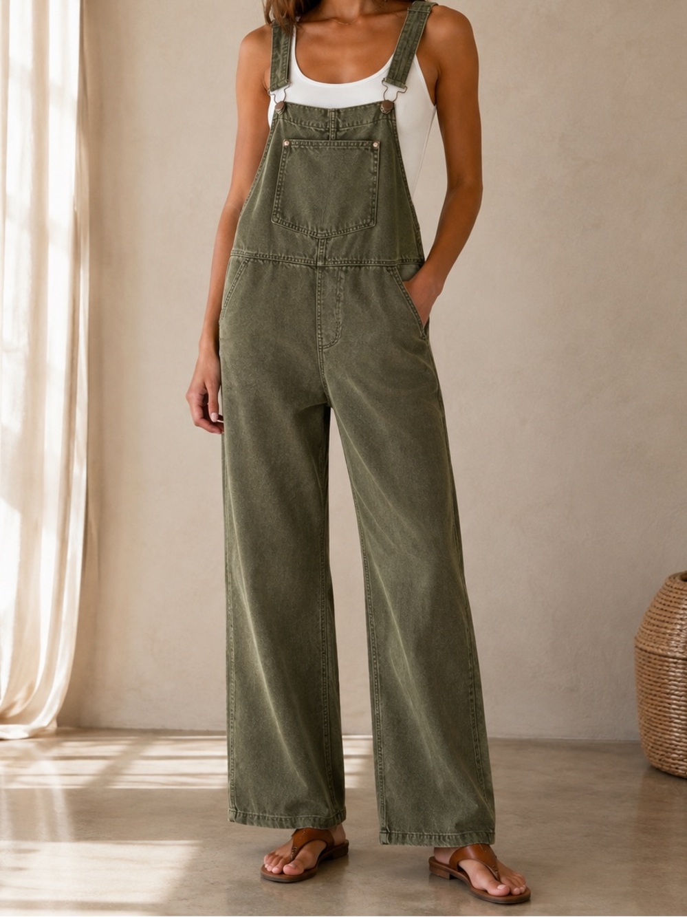 MNG Denim by Mango - Army Green Denim Overalls – Size Small